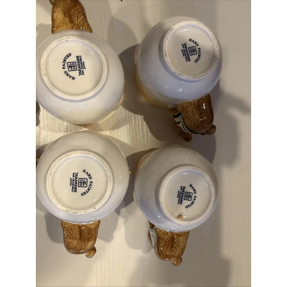 Vintage Takahashi Ceramic Teddy Bears - Set of 4 Cups, Tea Pot & Honey Pot
